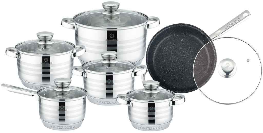 Master Koch MK1241-12 – 12-Piece Stainless Steel Cookware Set