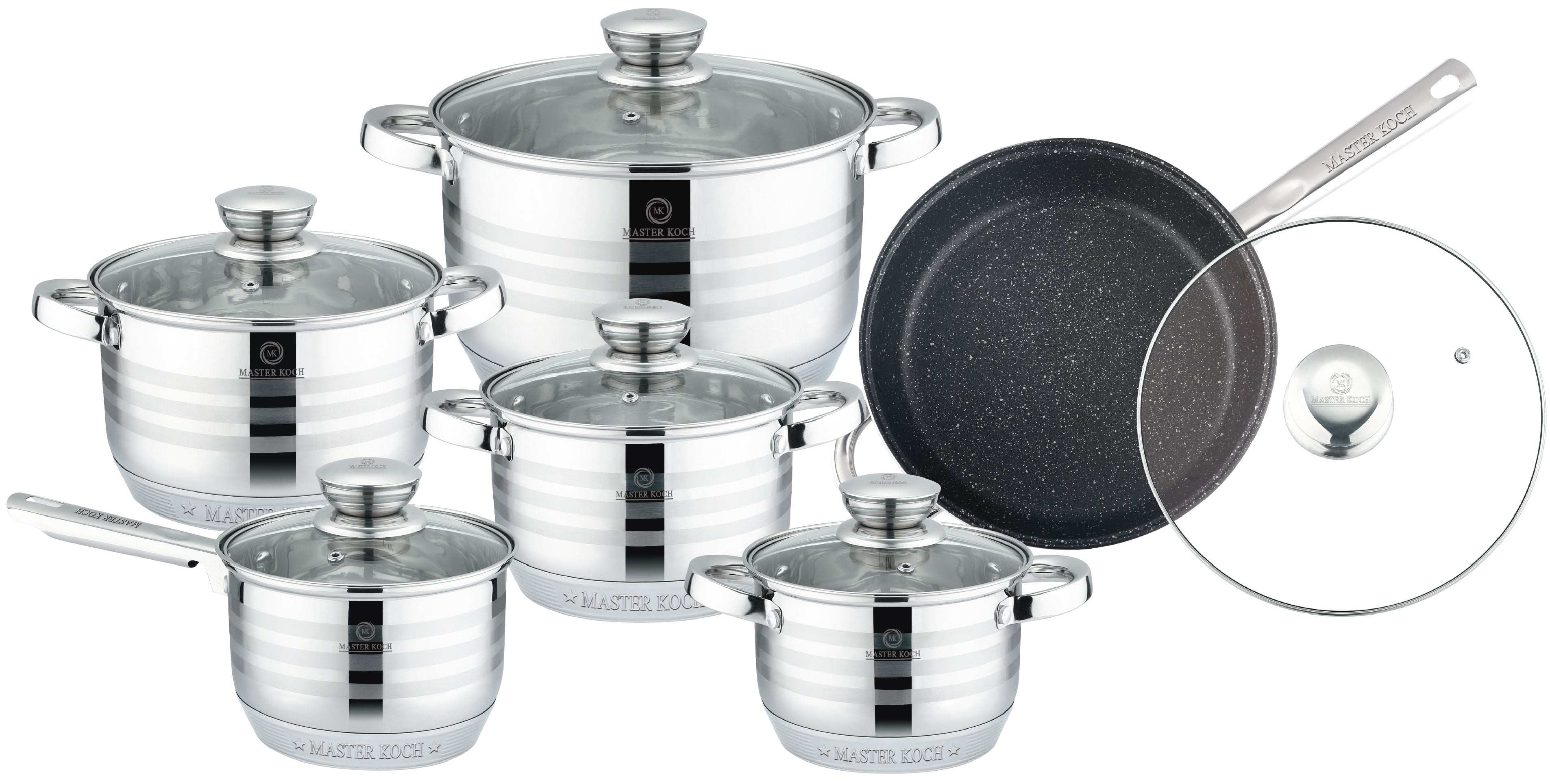 Master Koch MK1241-12 – 12-Piece Stainless Steel Cookware Set
